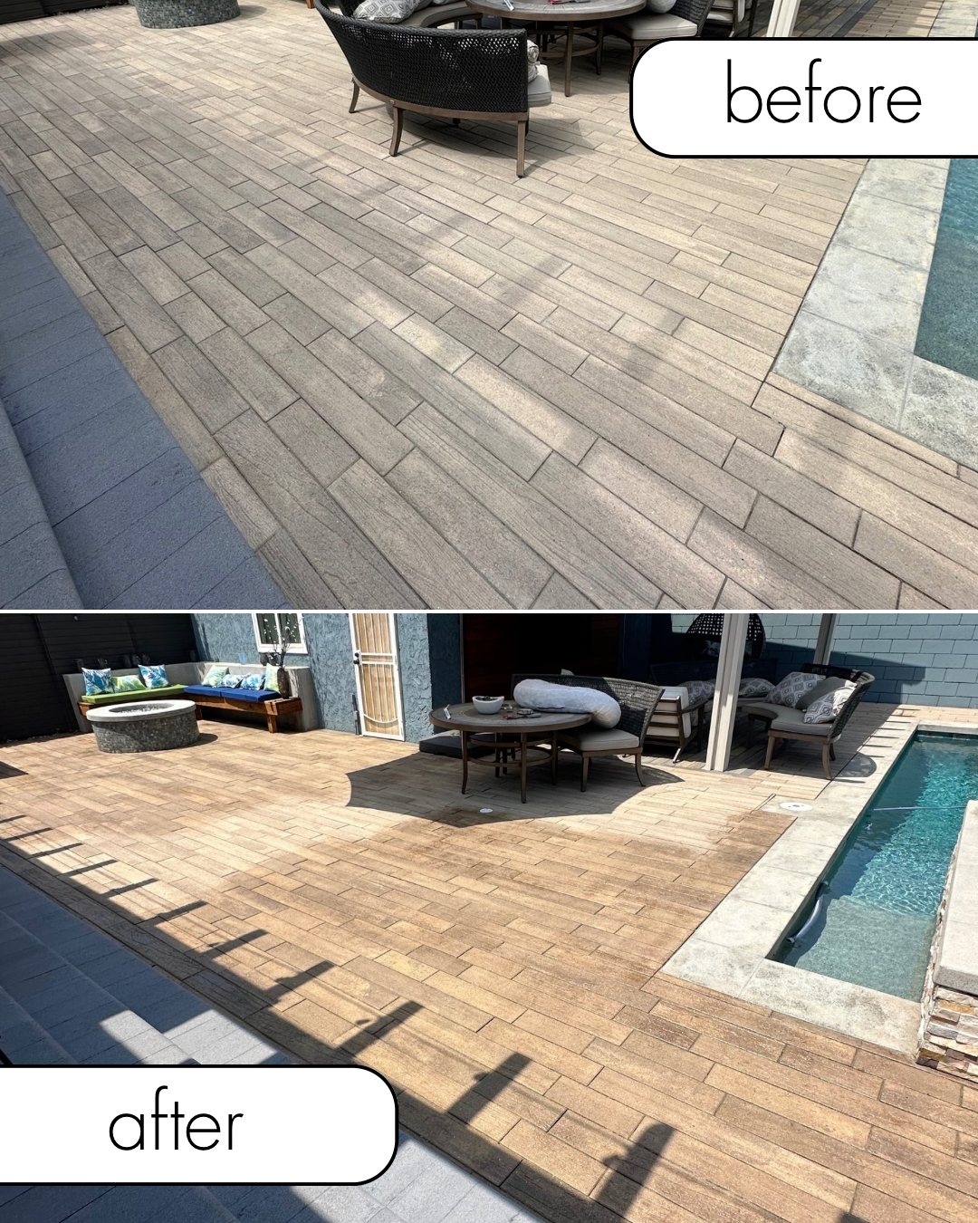 Backyard Paver Sealing Project in Torrance, CA – Wood-Look Pavers Enhanced by Exterior Cleanse